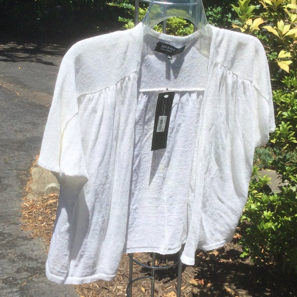 Jones New York White Short Raglan Sleeve Top